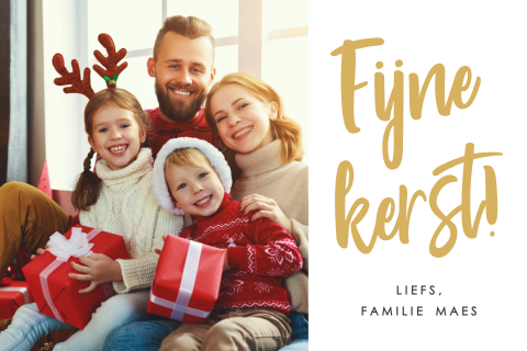 Stijlvolle kerstkaart met foto en leuke typografie