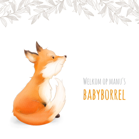 Lief babyborrelkaartje met vosje en takjes