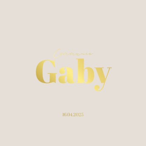 Minimalistische communiekaart met zwartfolie en ronde hoekjes