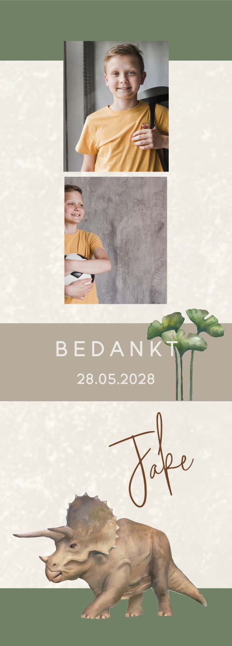 Boekenlegger jongen triceratops - per 3 stuks