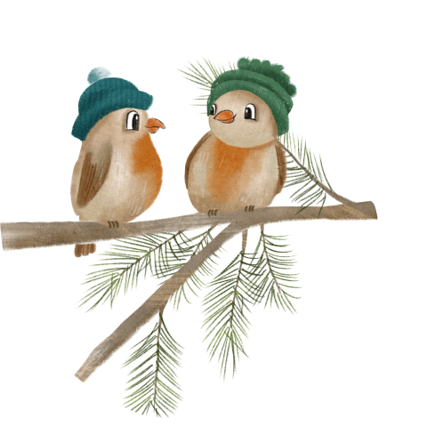 Sluitzegel kerstkaart vogeltjes