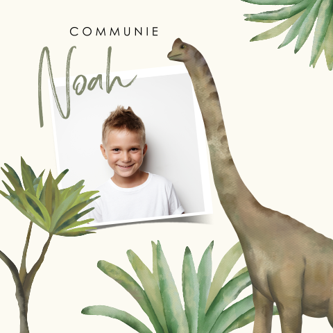 Communiekaart met brachiosaurus - jongen