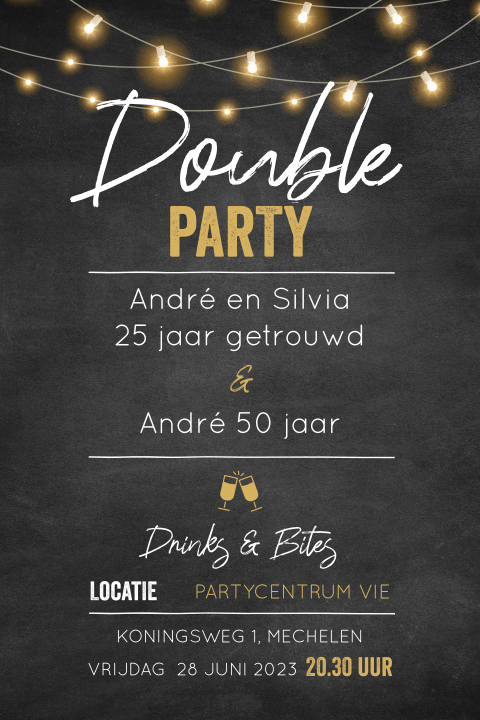 Originele dubbel feest uitnodiging met feeërieke lichtjes