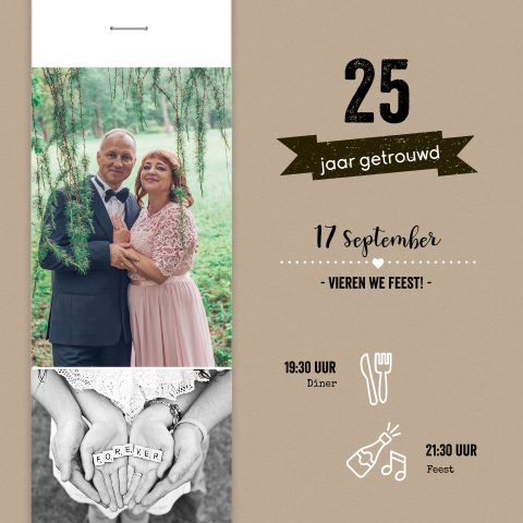 Jubileumkaart met foto's op kraftlook - 25 jaar