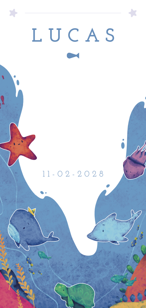Lief geboortekaartje met zeedieren