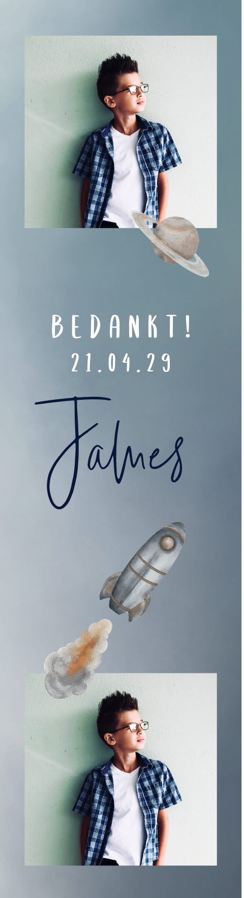 Boekenlegger in space thema met raket - per 4 stuks