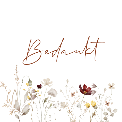 Sticker met bloemenrand in zachte kleuren