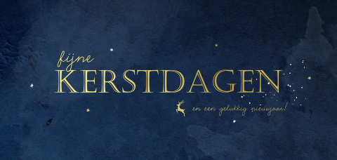 Goudfolie kerstkaart blauw