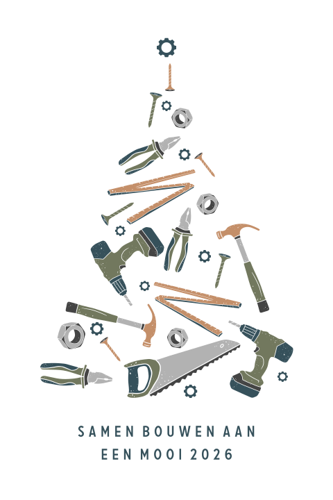 Zakelijke kerstkaart met kerstboom van gereedschap