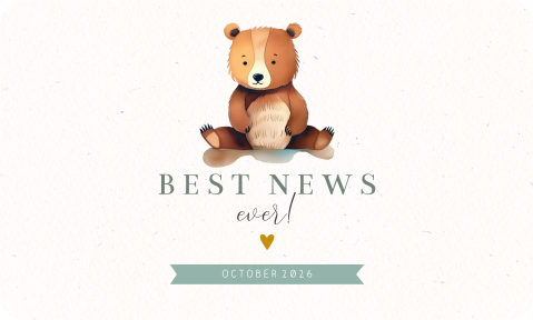 Wijnetiket zwangerschapsaankondiging met teddy beertje