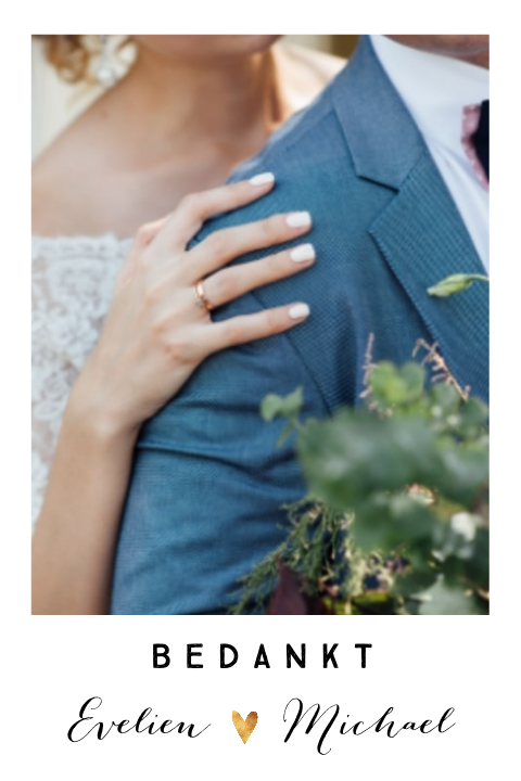 Bedankkaart met foto en gouden hartje