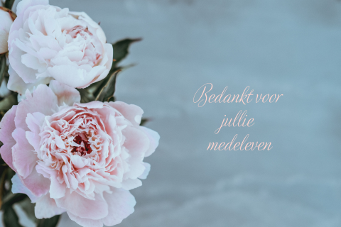 Bedankkaart met bloemen en foto - liggend