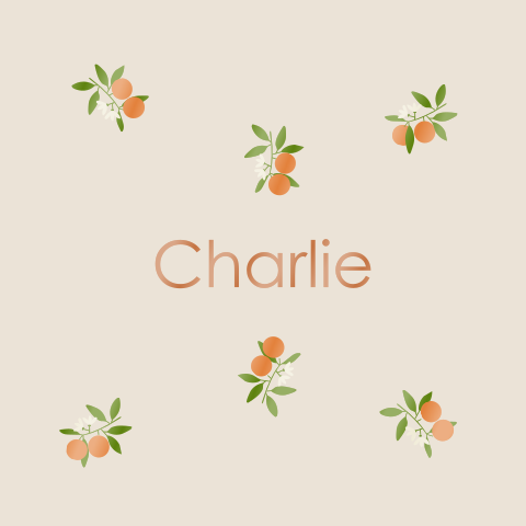 Geboortekaart sinaasappel met 3 kleuren uv lak