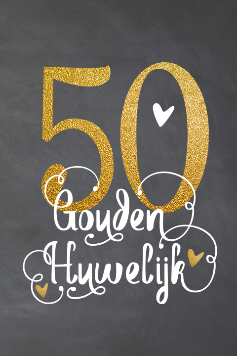 Sierlijke uitnodiging voor jubileum met goudlook en hartjes