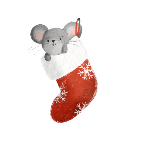 Sluitzegel muisje in een kerstsok