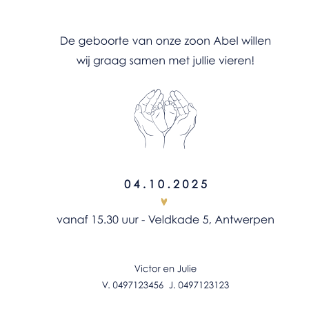 Babyborrel kaartje met voetjes en handjes