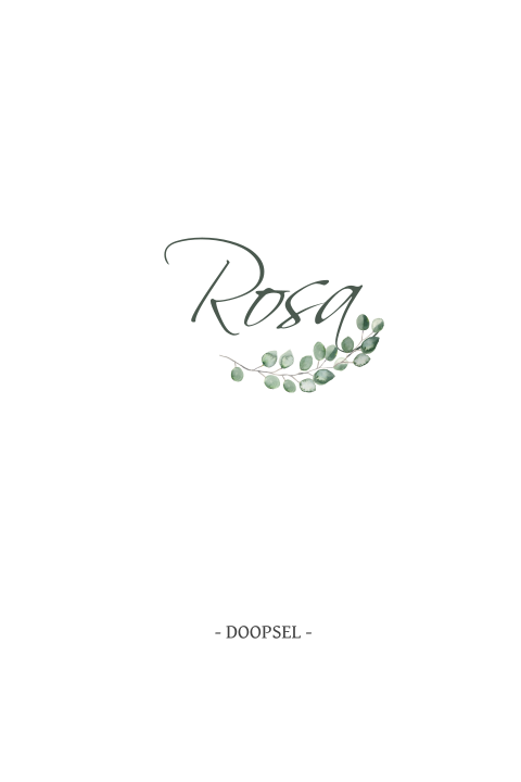 Minimalistische doopkaart met eucalyptusblaadjes