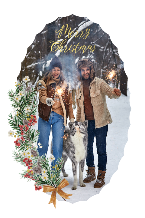 Originele kerstkaart met kerstak en folie