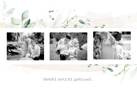 Bedankkaart met foto's en takjes in watercolour