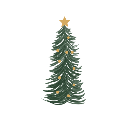 Kerststicker kerstboom met ballen en ster piek