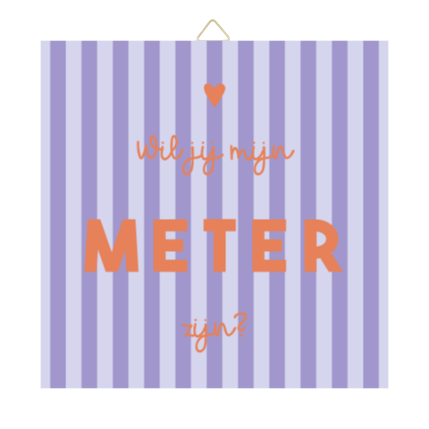 Tegeltje met kleurrijke strepen en tekst voor meter