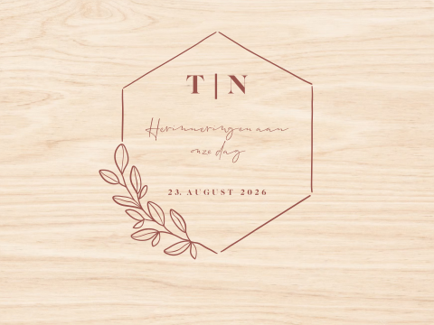 Houten bewaarkist met hexagoon en takje