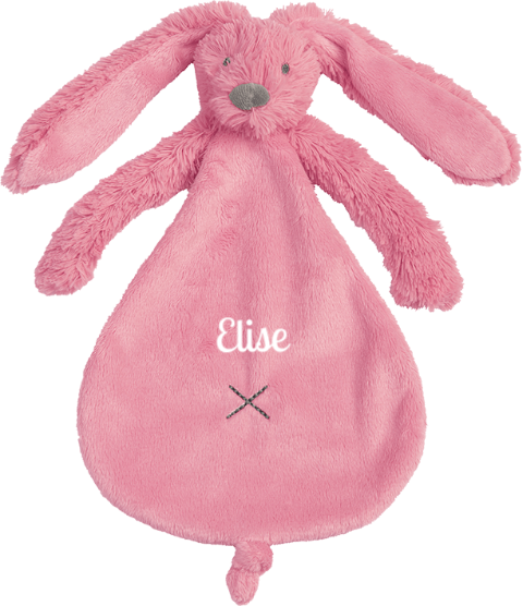 Borduurd Happy Horse knuffeldoekje, roze
