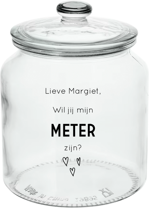 Snoeppot Meter vragen met schattige hartjes