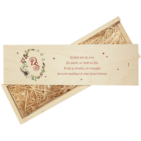 Wijnkist kerstbedankje met gedicht