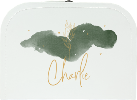 Koffertje me groene watercolour en gouden details