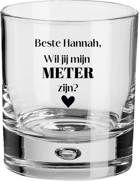 Whisky glas voor vragen van een Meter hartje