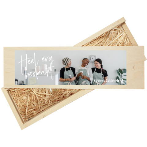 Wijnkist met foto als zakelijk bedankje