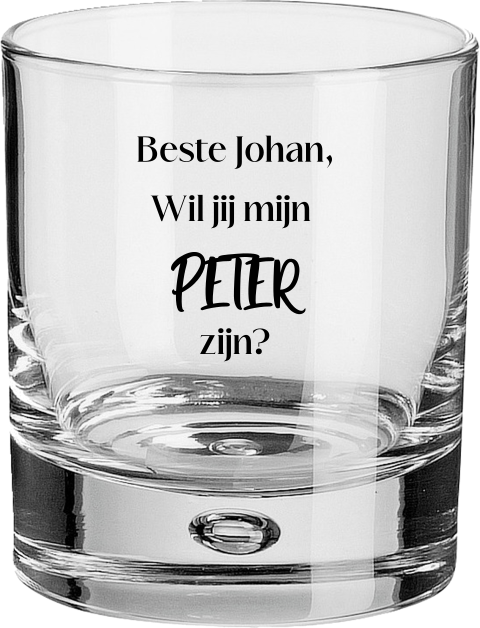 Whisky glas voor vragen van een Peter
