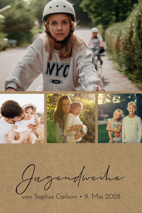 Einladung zur Jugendweihe mit Fotocollage und Kraftlook