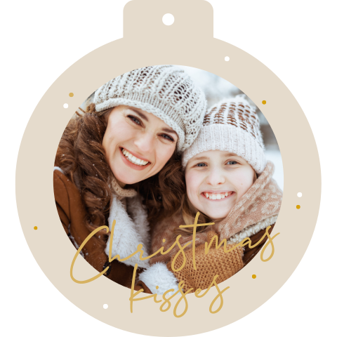 Weihnachtskarte mit Foto in Form einer Christbaumkugel