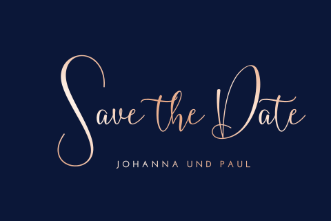 Elegante dunkle Save-the-Date Karte mit Roségoldfolie