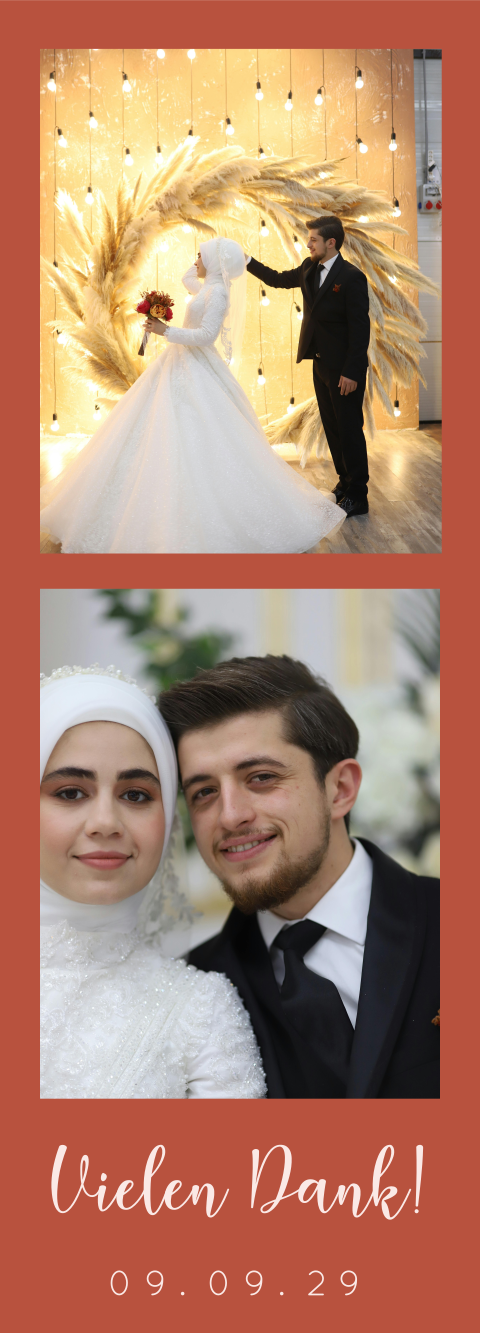 Fotostreifen Dankeskarte Hochzeit, 2 Fotos, 3 Stück