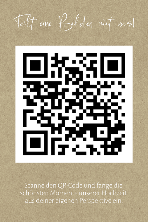 QR-Code Hochzeitskarte im Kraft-Look
