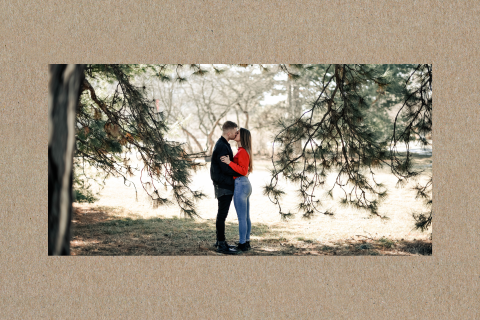 Kraftlook Hochzeitskarte einfach Querformat mit Foto