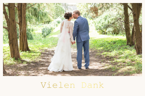 Dankeskarte mit Goldfolie, Foto und Blume