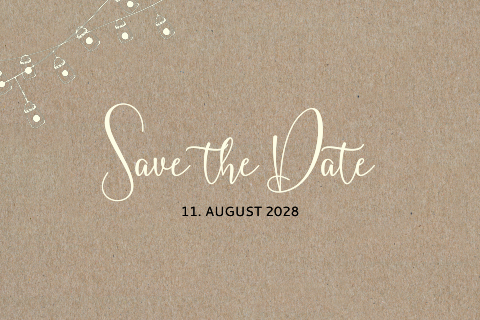 Kraftpapier Save the date karte mit Lichterzauber