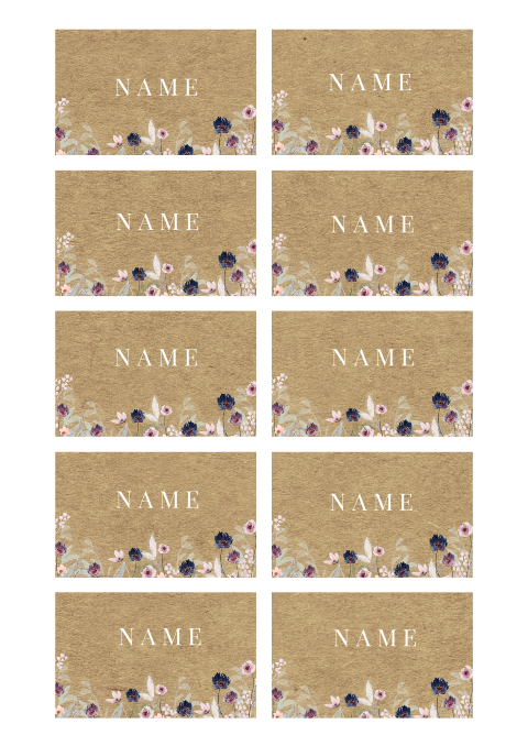 Namenskarten mit Aquarell Blumen Kraftlook 