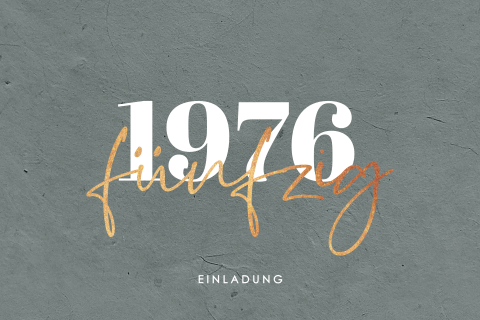 Einladung zum 50. mit dekorativem grauem Hintergrund
