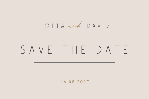 Moderne, schlichte Save the Date-Karte im Hellrosa