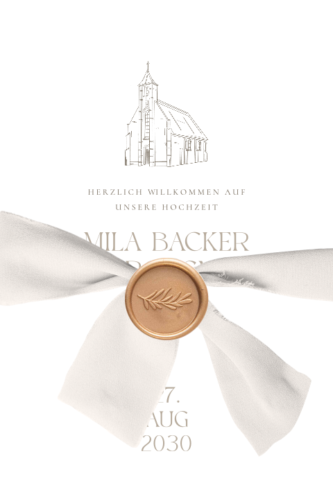 Stilvolle Hochzeitseinladung mit optionalem Seidenband und Lacksiegel