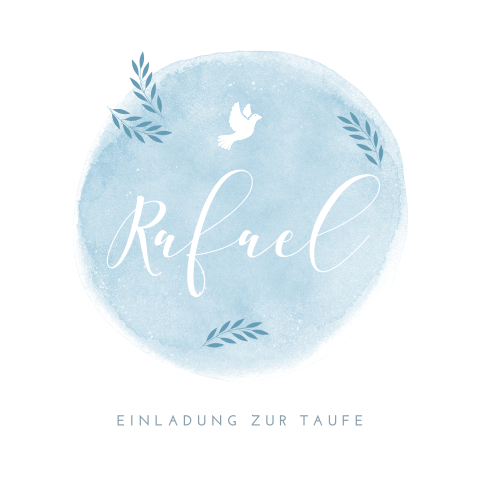 Originelle Einladung zur Taufe blau mit weißer Taube
