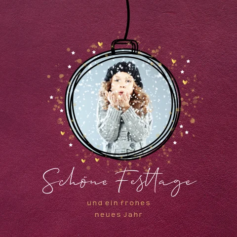 Moderne Weihnachtskarte mit Sternen und eigenem Bild