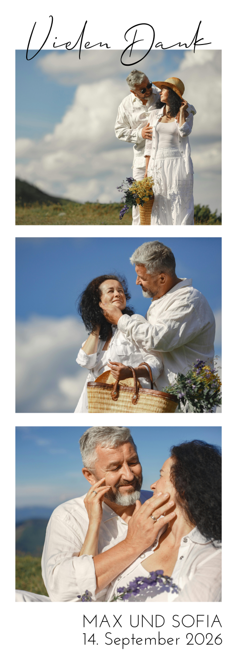Dankeskarte Fotostreifen zur goldenen Hochzeit  | Set von 3 Stück