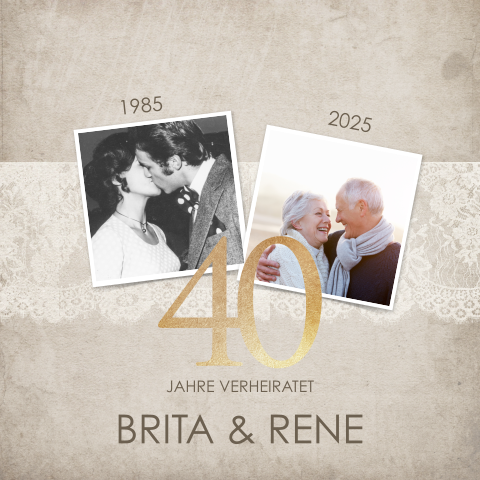 Vintage 40. Jahrestag Einladung mit Foto und Spitze
