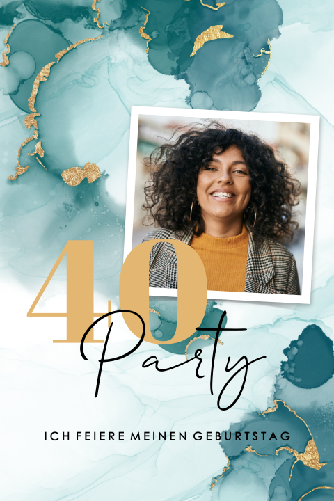 Geburtstageinladung 40 Jahre mit schickem Aquarell